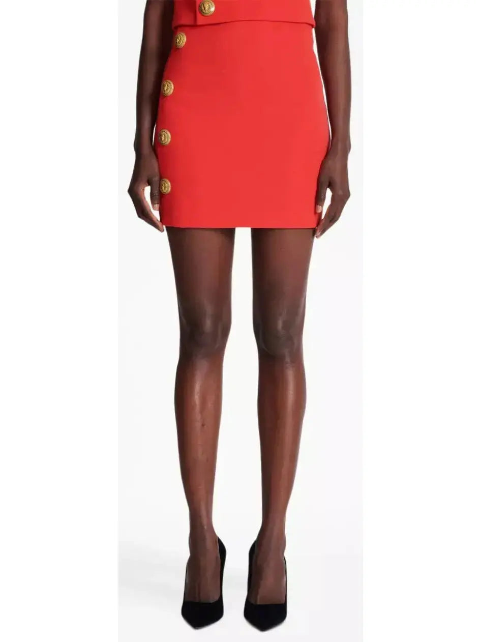 Short Asymmetrical Skirt, Red - Branna Couture