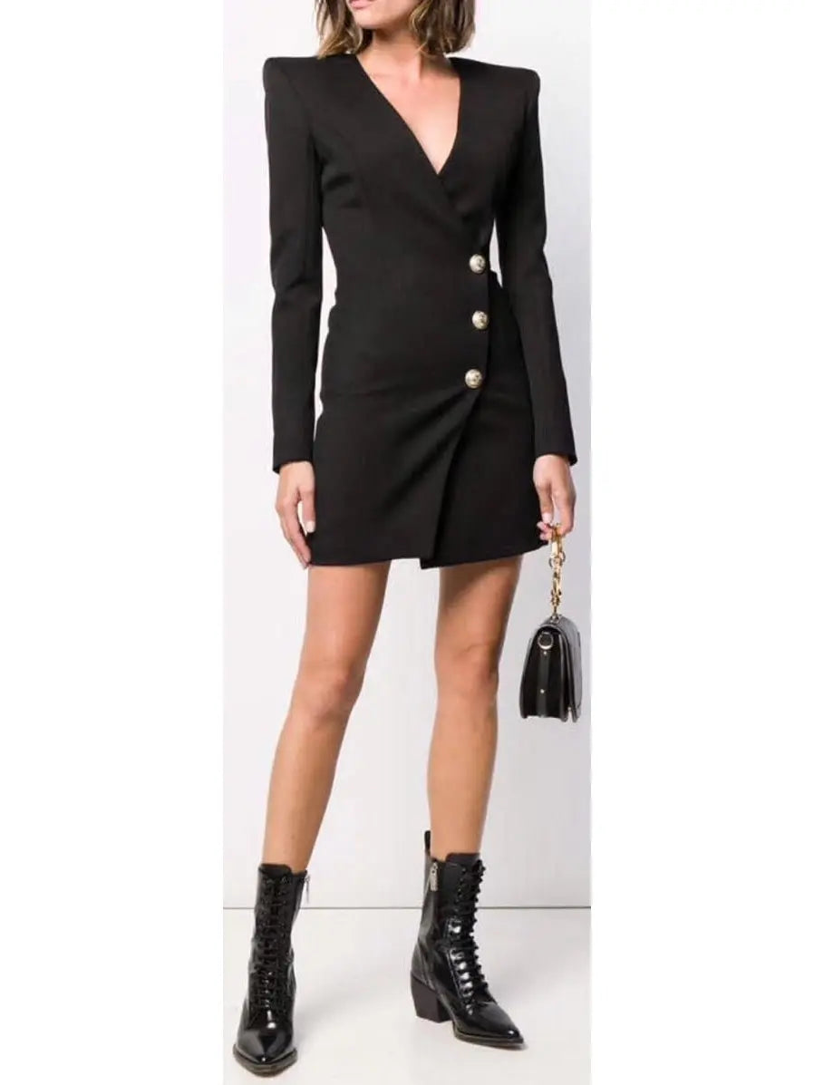 Short Black Cache-Cœur Dress - Branna Couture