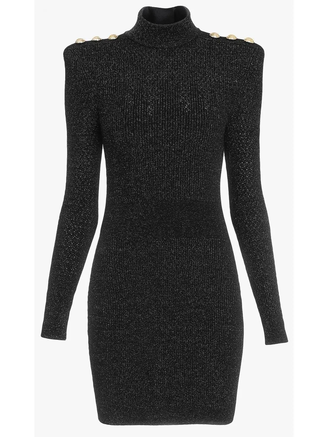 Short Black Knit and Lurex Dress - Branna Couture