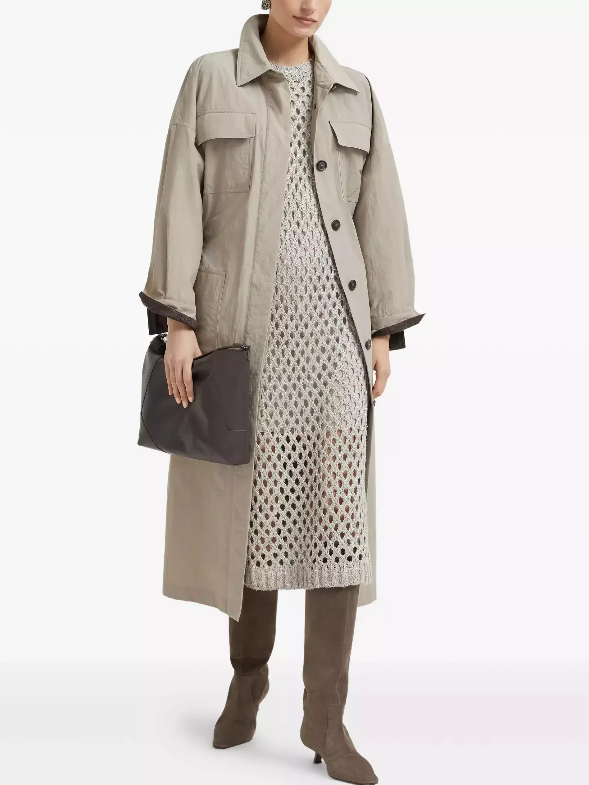 Short Sleeve Net Knit Midi Dress Dresses
