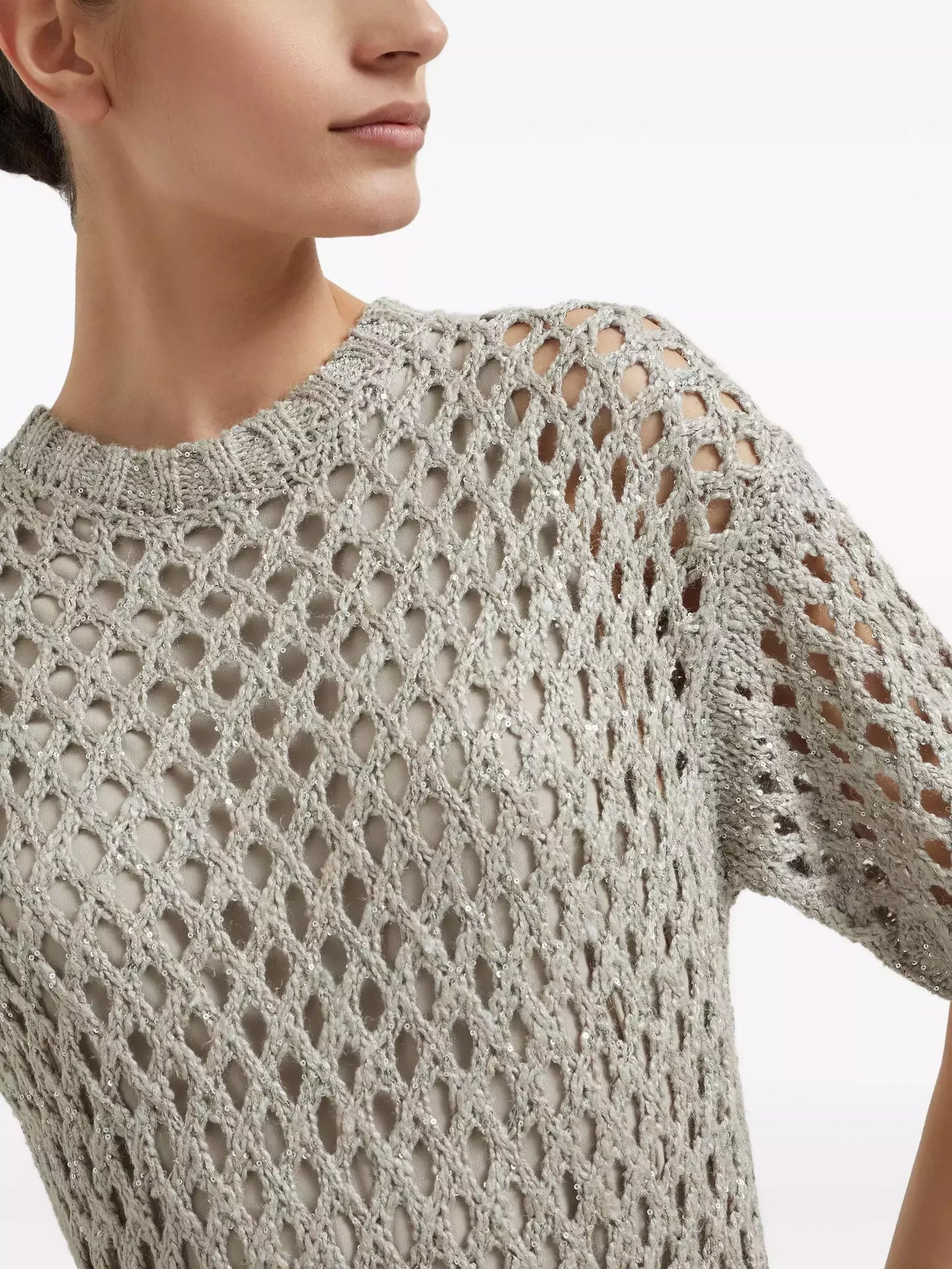 Short Sleeve Net Knit Midi Dress Dresses
