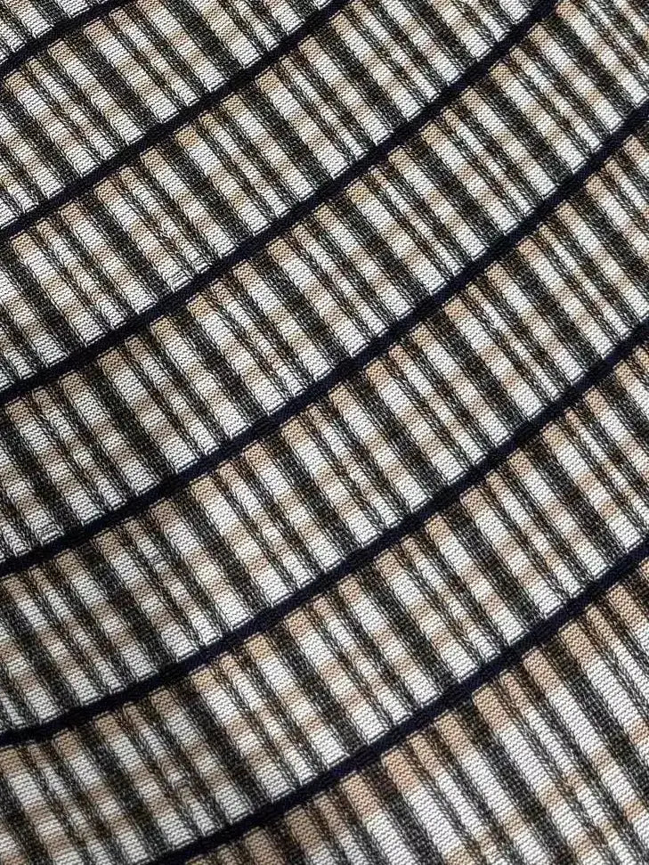 Short-Sleeve Striped Knit Midi Dress - Dresses