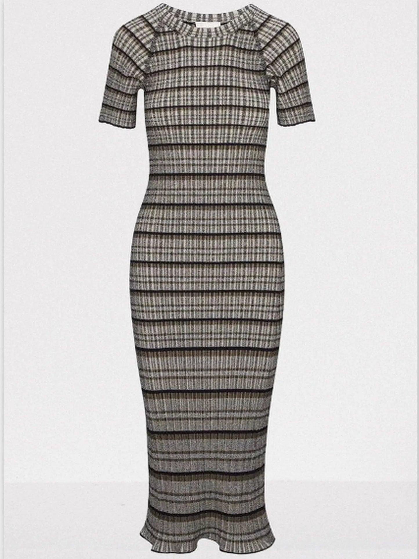 Short-Sleeve Striped Knit Midi Dress - Dresses