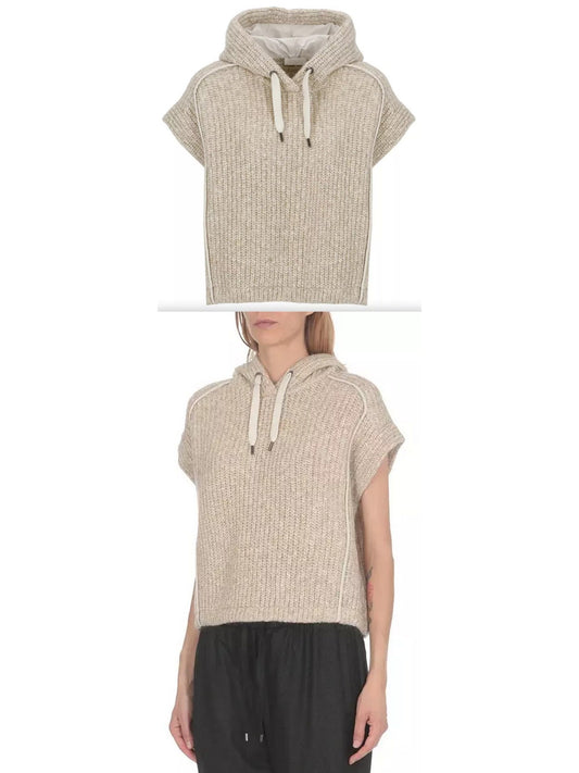 Short-Sleeved Knitted Hoodie - Branna Couture