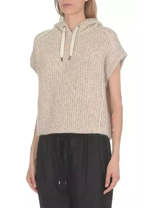 Short-Sleeved Knitted Hoodie - Branna Couture