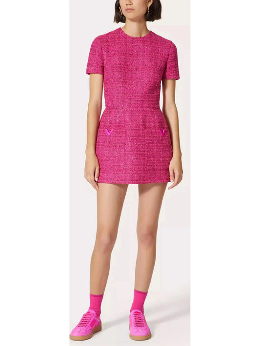 Short Tweed Dress in Glaze Tweed - Branna Couture