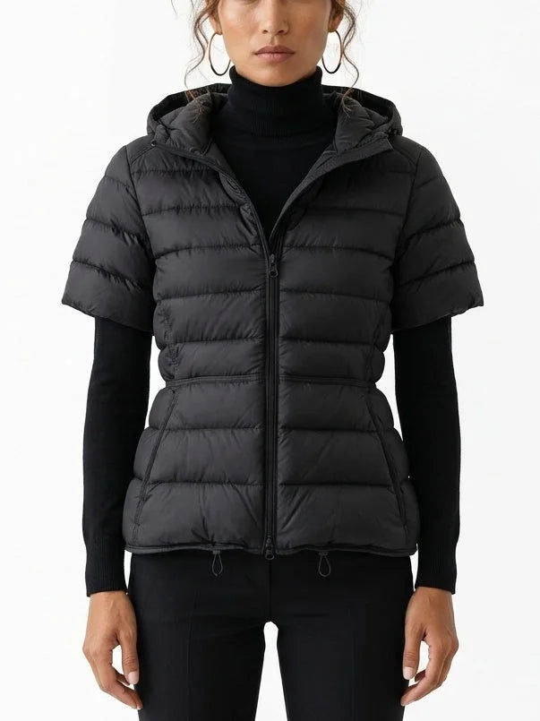 Short Sleeve Hooded Down Jacket - S / Black - Jackets