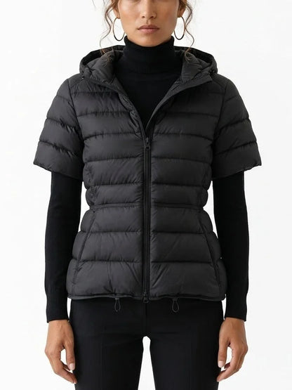 Short Sleeve Hooded Down Jacket - S / Black - Jackets