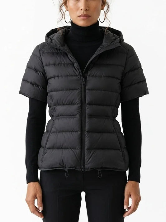 Short Sleeve Hooded Down Jacket - S / Black - Jackets