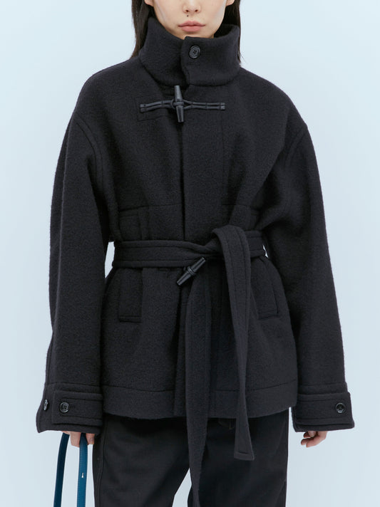 Short Wool Duffle Coat in Black Branna Couture