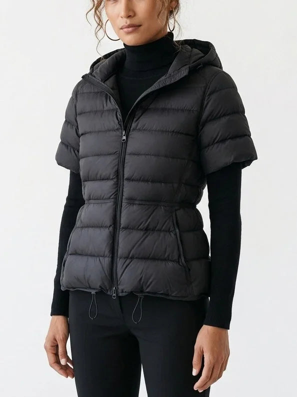 Short Sleeve Hooded Down Jacket - Jackets