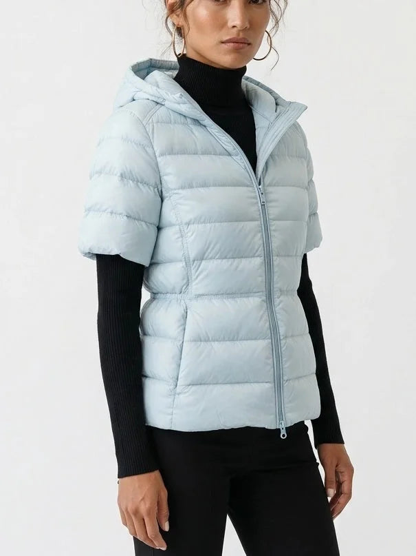 Short Sleeve Hooded Down Jacket - Jackets
