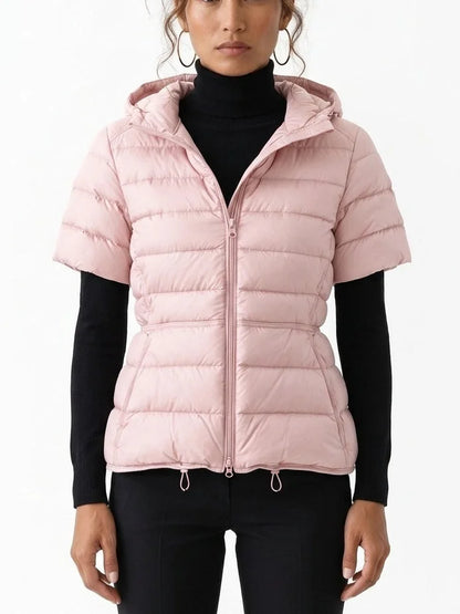 Short Sleeve Hooded Down Jacket - S / Pastel Pink - Jackets