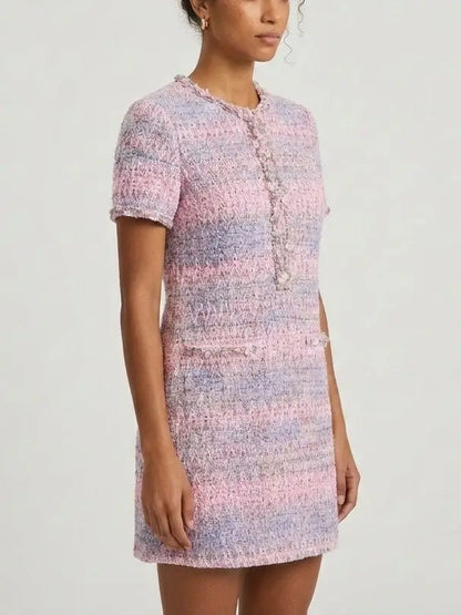 Short Tweed Dress in Glaze Tweed - Dresses