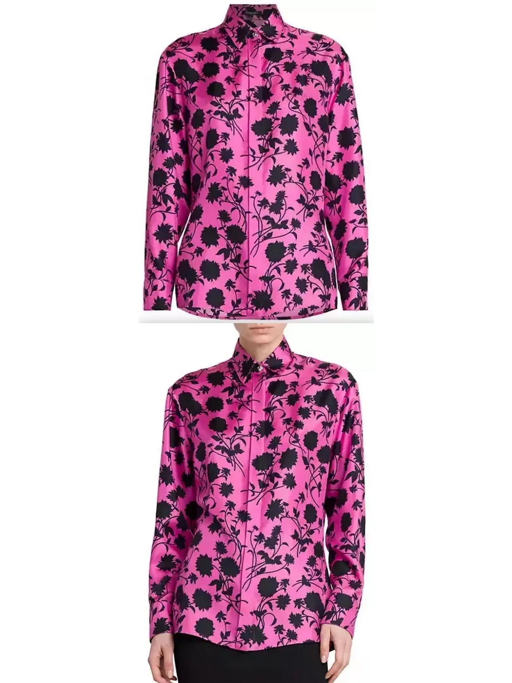 Silhouetted Floral Shirt - Branna Couture