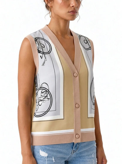 Graphic Printed Short-Sleeve Sweater - Sweaters & Knitwear