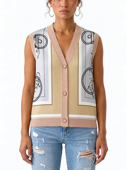 Graphic Printed Short-Sleeve Sweater - Sweaters & Knitwear