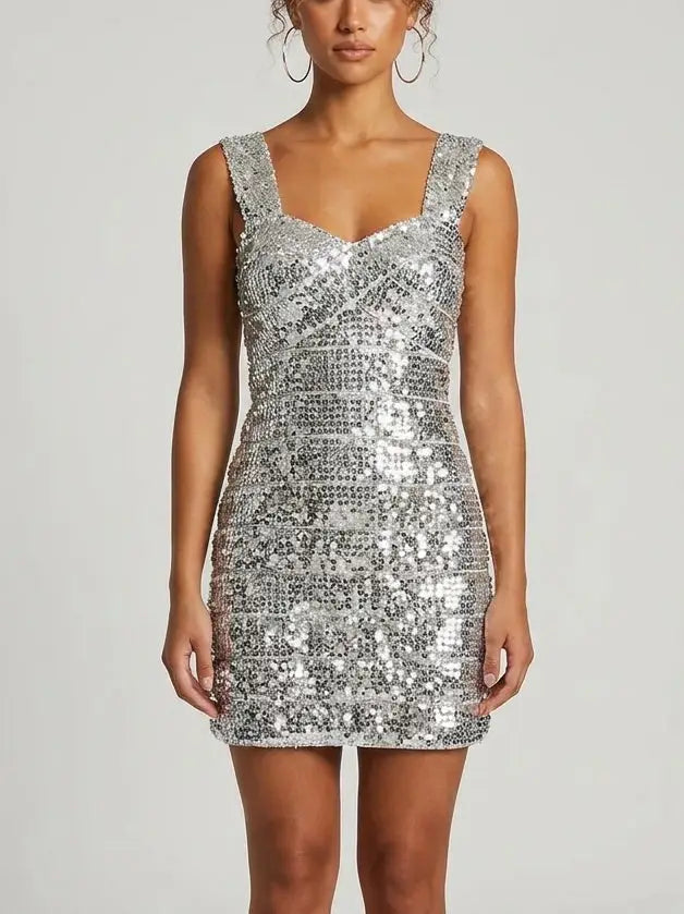 silver sequin bodycon dress Alluring Radiance Sequin Bodycon Mini Dress-Plus (Silver) Shop Laura Charles