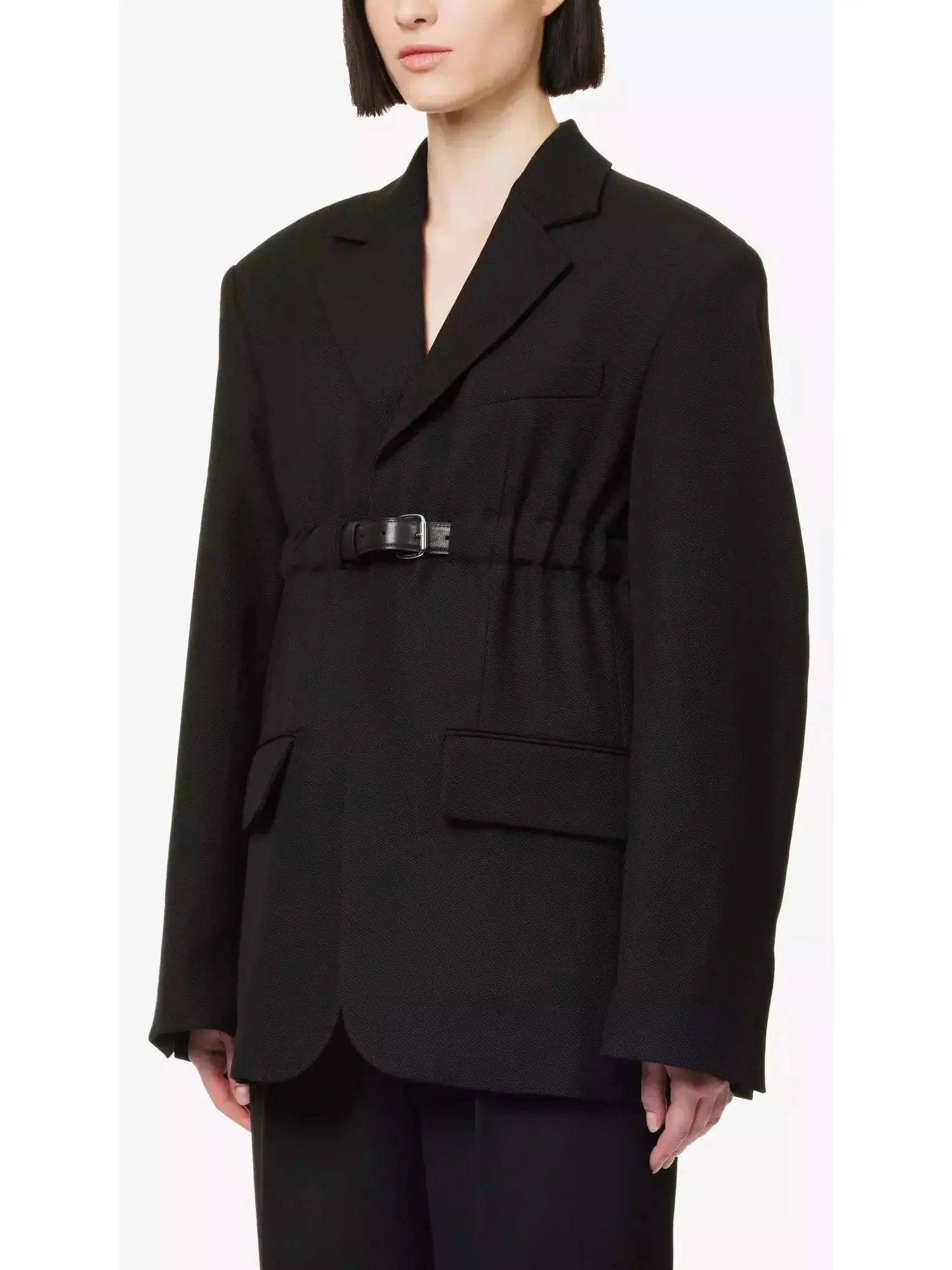 Single-Breasted Belted-Waist Blazer - Branna Couture