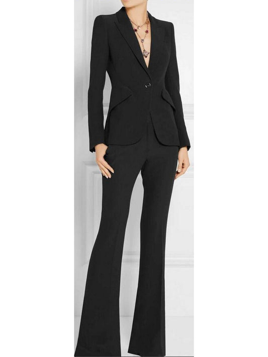 Single-Breasted Blazer and Pant Suit in Black - Branna Couture