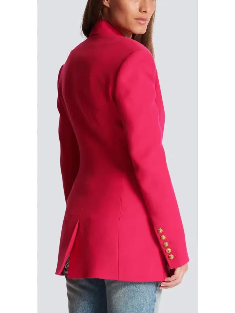 Single-Breasted Cinched Waist Jacket in Pink - Branna Couture