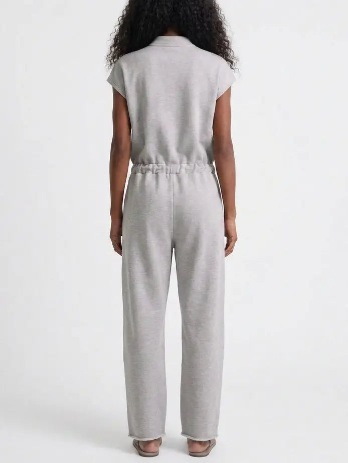 Sleeveless Button Front Drawstring Waist Jumpsuit - Suits & Sets