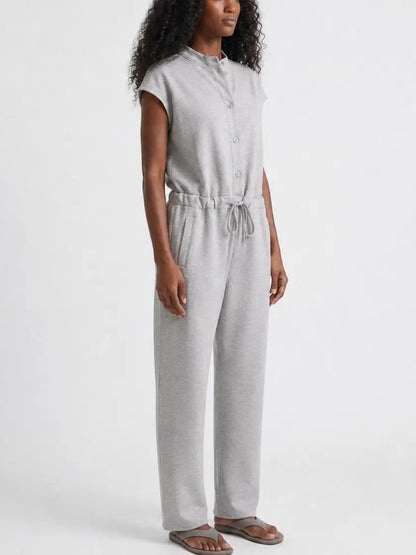 Sleeveless Button Front Drawstring Waist Jumpsuit - Suits & Sets