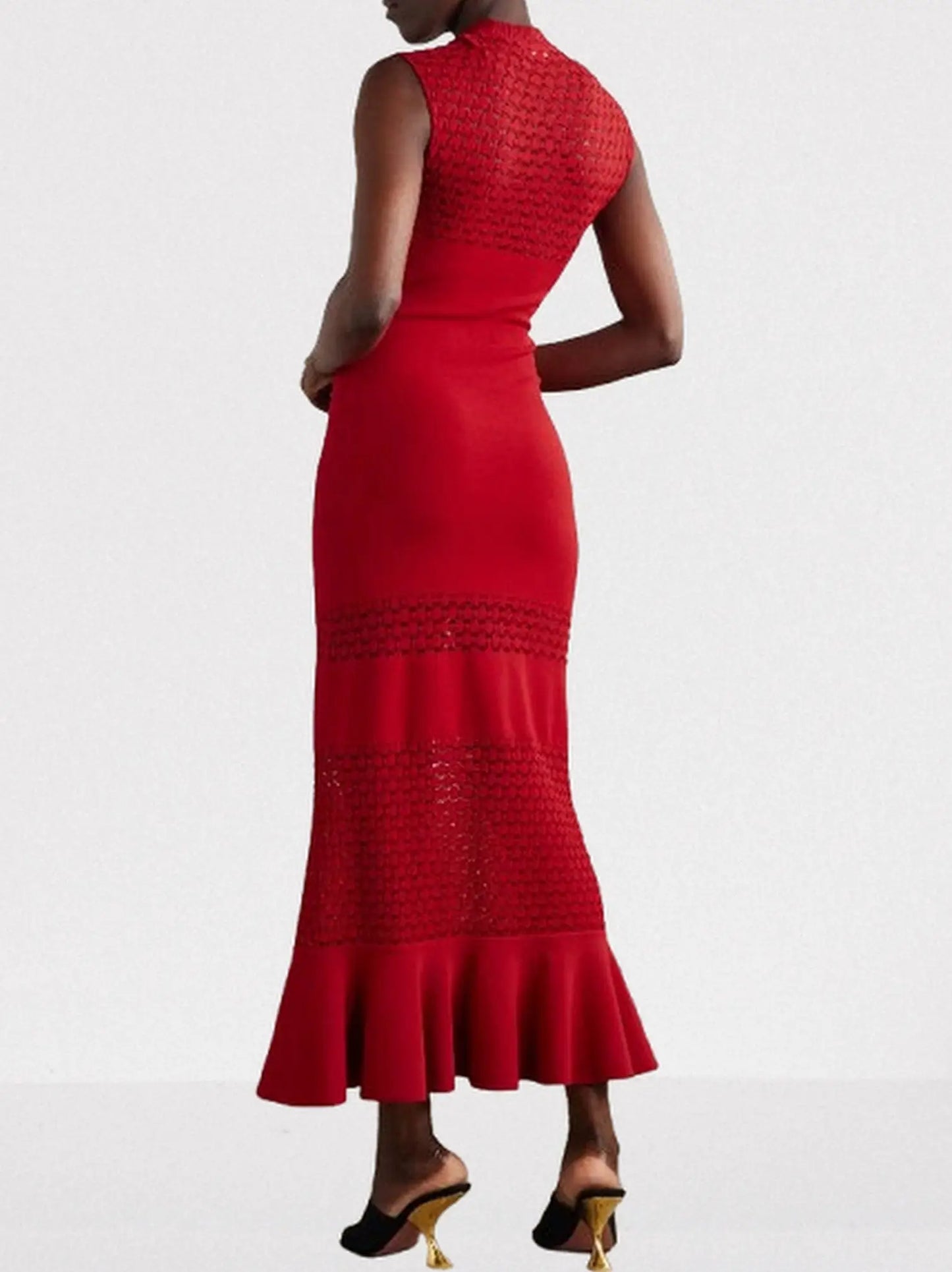 Sleeveless Lattice-Knit Mock-Neck Maxi Dress - Dresses
