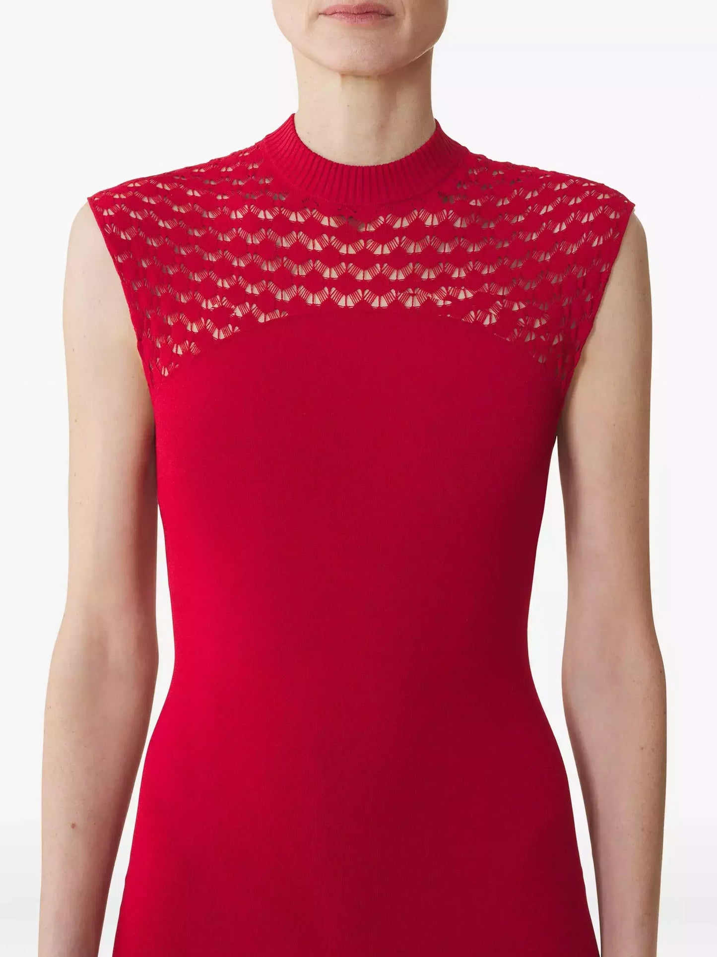 Sleeveless Lattice-Knit Mock-Neck Maxi Dress - Dresses