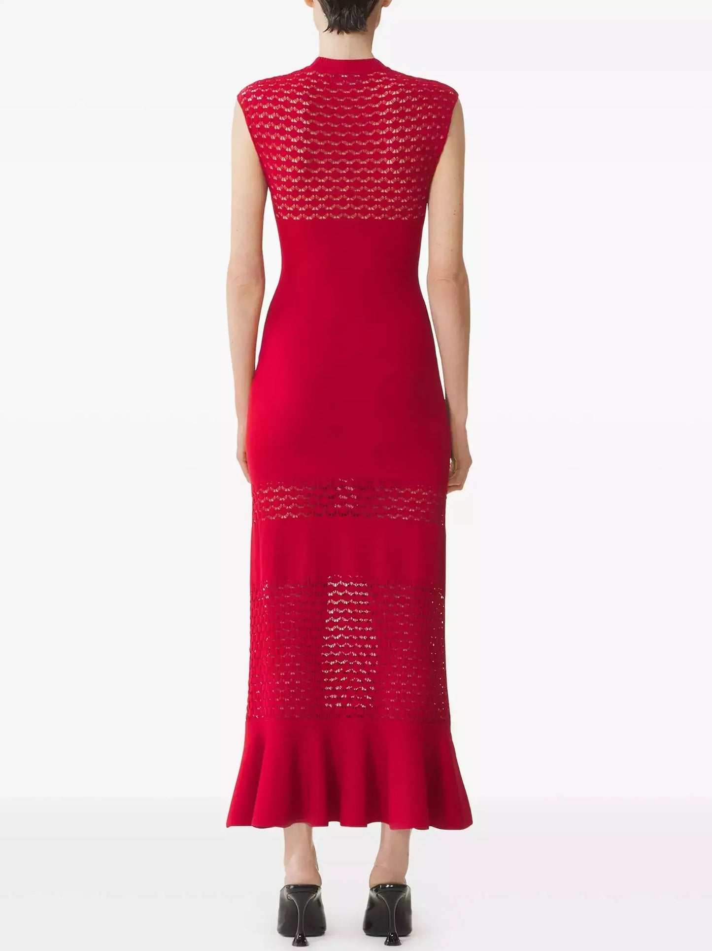 Sleeveless Lattice-Knit Mock-Neck Maxi Dress - Dresses