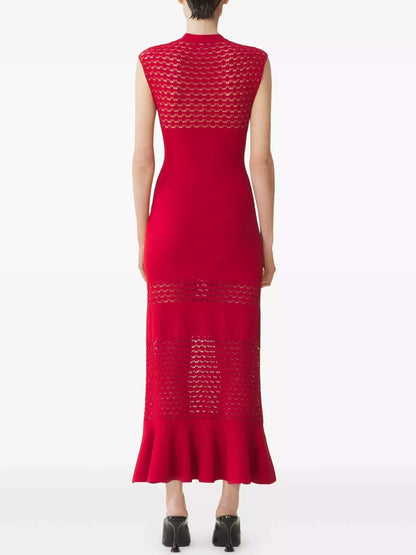 Sleeveless Lattice-Knit Mock-Neck Maxi Dress - Dresses