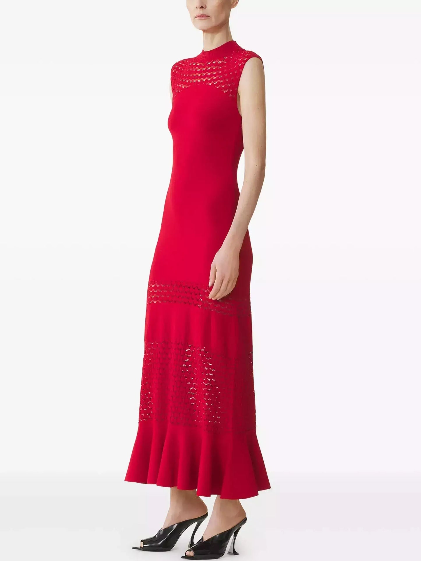 Sleeveless Lattice-Knit Mock-Neck Maxi Dress - Dresses