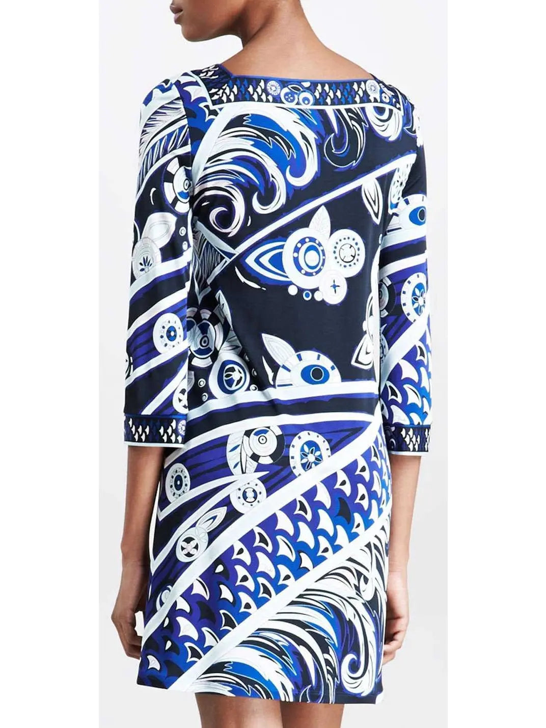 Square-Neck Printed Jersey Dress - Branna Couture