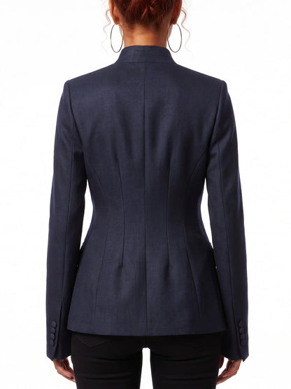 Stand Collar Four Pocket Tailored Blazer - Jackets