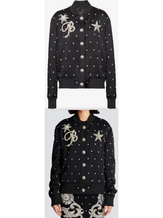 Stars Embroidered Bomber Jacket - Branna Couture