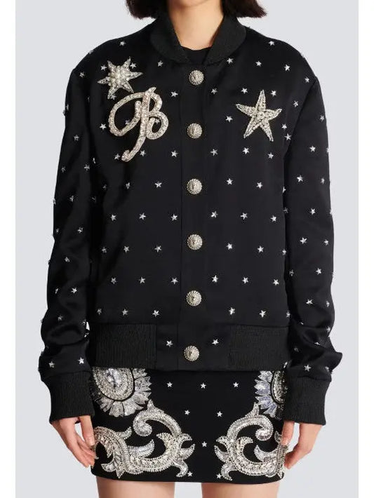 Stars Embroidered Bomber Jacket - Branna Couture