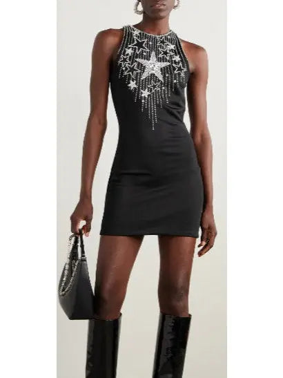 Stars Embroidered Short Dress - Branna Couture