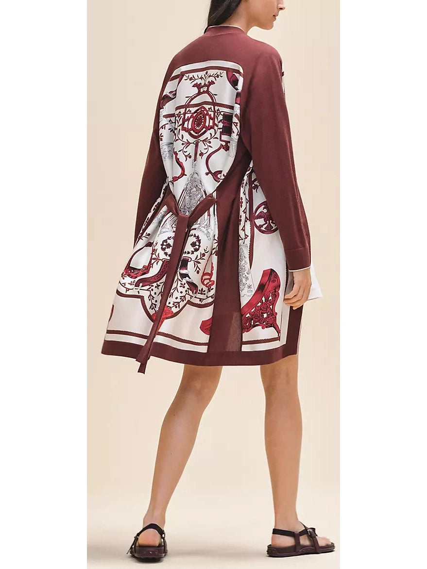 Stirrups Printed Long Belted Cardigan - Branna Couture