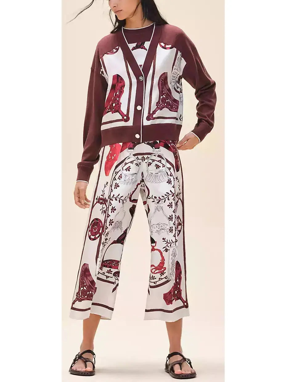 Stirrups Printed Long-Sleeve Cardigan - Branna Couture