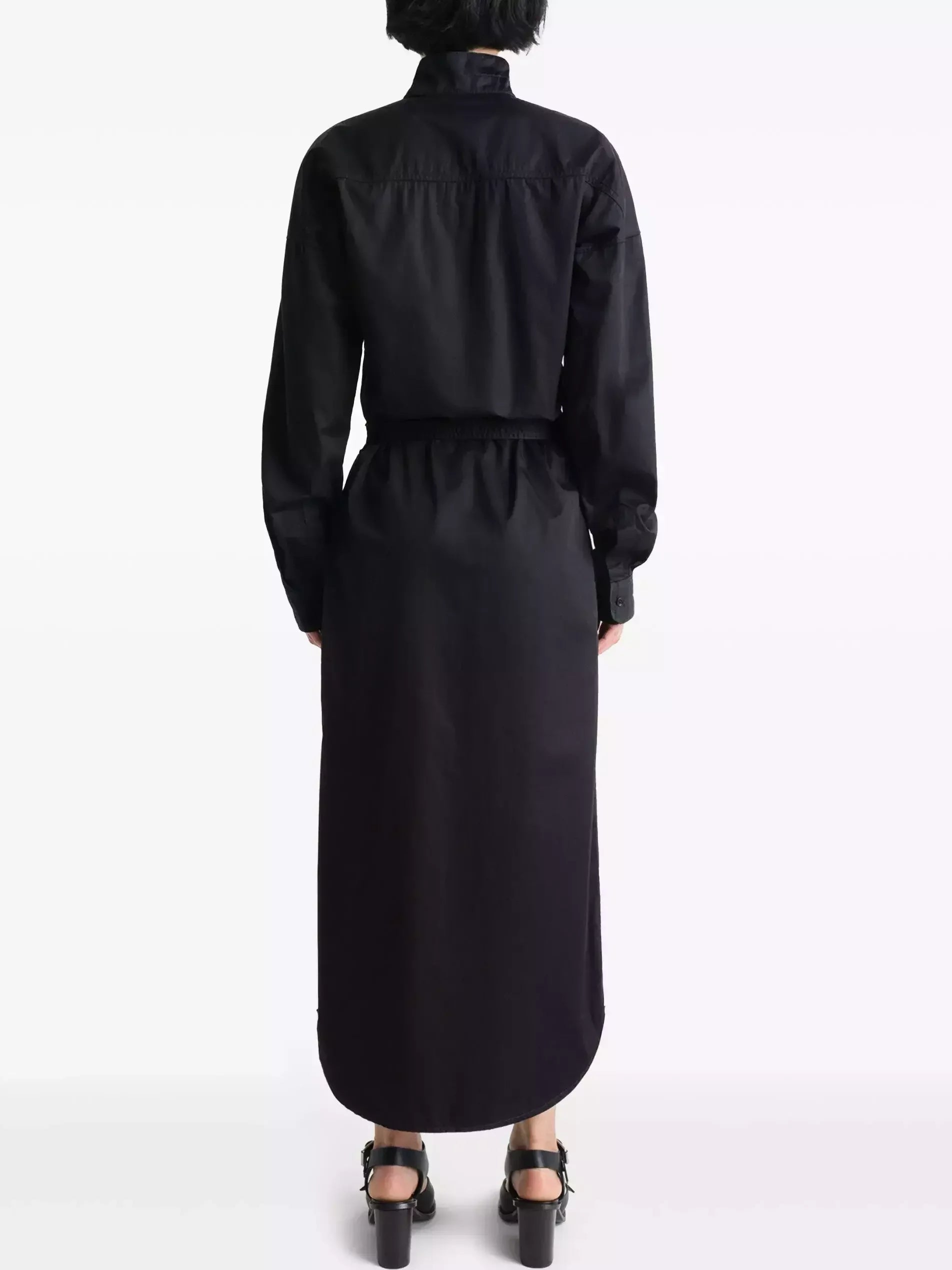 Straight-Cut Cotton Shirt Dress in Black - Dresses