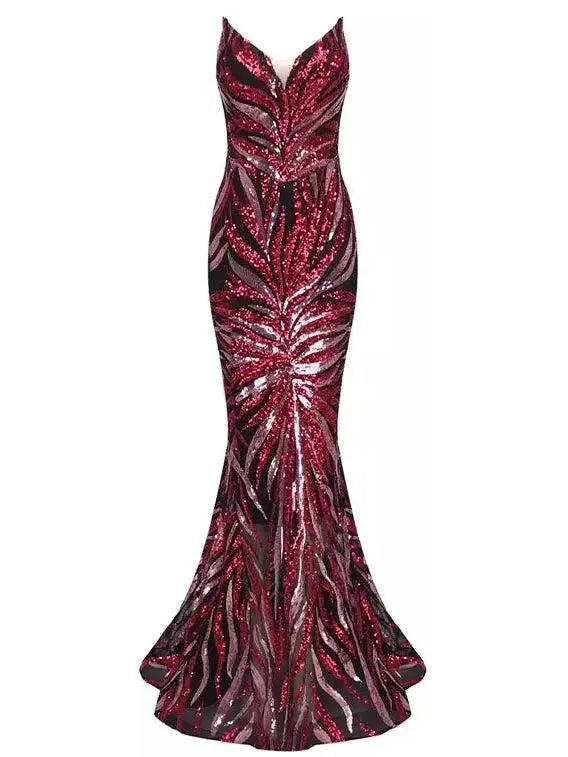 Strapless Sequin-Embellished Gown - Branna Couture