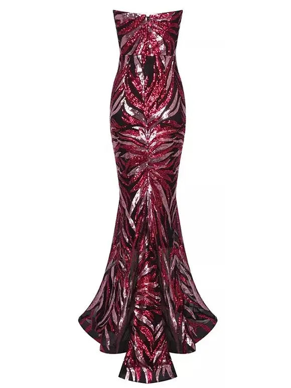 Strapless Sequin-Embellished Gown - Branna Couture