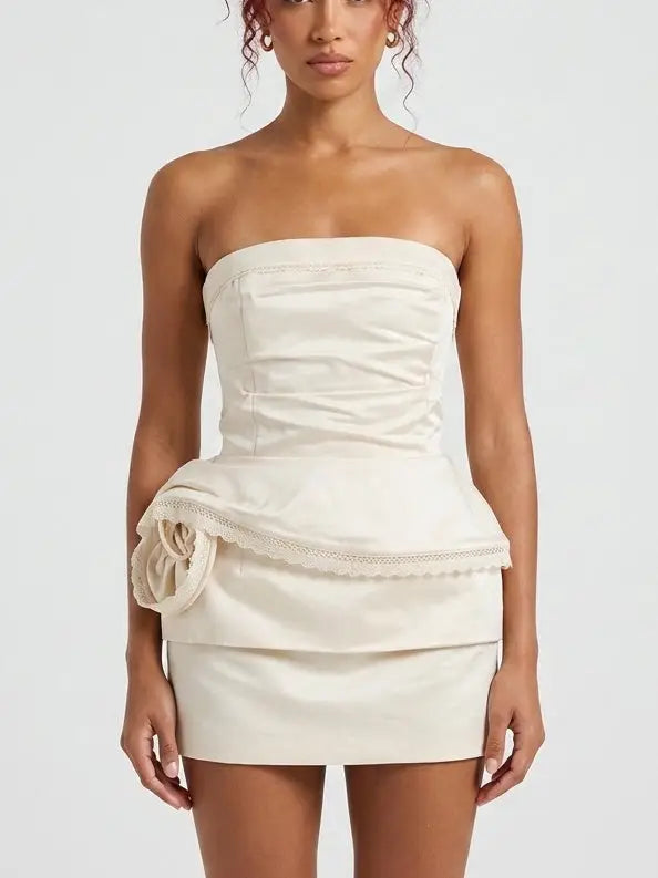 Cut-Out Structured Zip-Front Mini Dress in Yellow - Small - Dresses