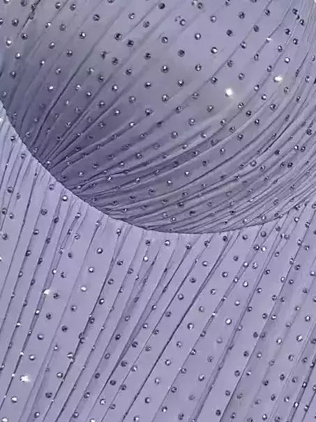 Strapless Rhinestone Ruched Midi Dress with Gloves - Dresses