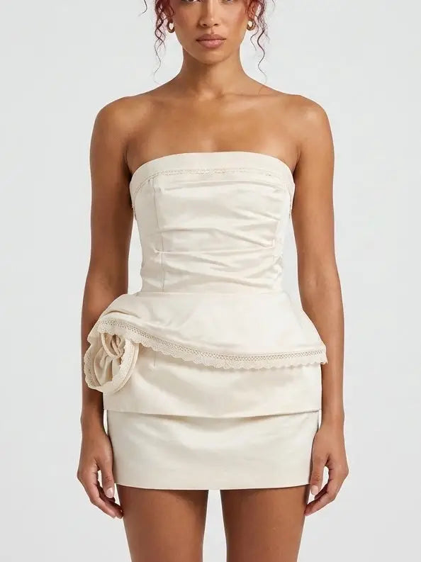 Cut-Out Structured Zip-Front Mini Dress in Yellow - Dresses