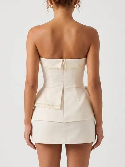 Cut-Out Structured Zip-Front Mini Dress in Yellow - Dresses