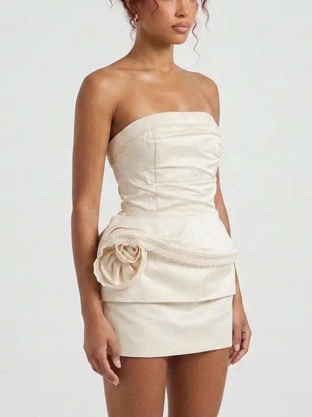 Cut-Out Structured Zip-Front Mini Dress in Yellow - Dresses