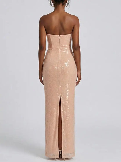 Strapless Shell Bustier Sequin Maxi Dress - Dresses