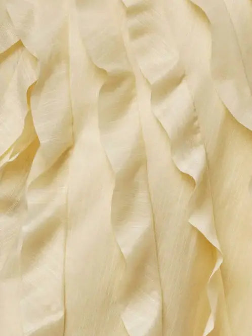 Strapless Tiered Frill Yellow Maxi Dress - Dresses