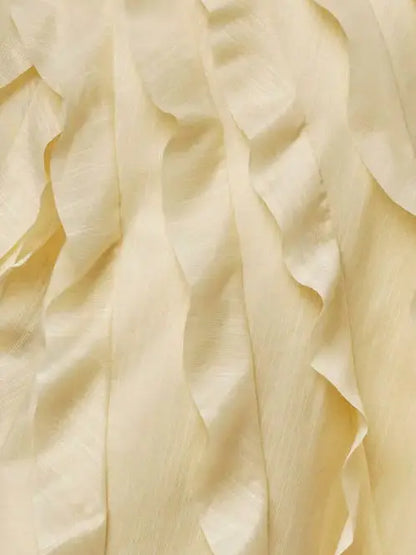 Strapless Tiered Frill Yellow Maxi Dress - Dresses